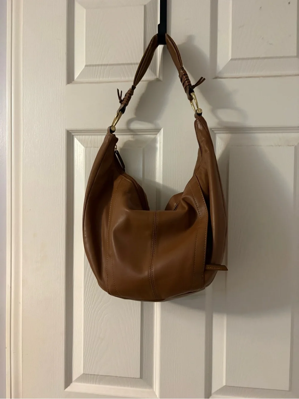 Tignanello Saddle Brown Leather Hobo with Gold Hardware